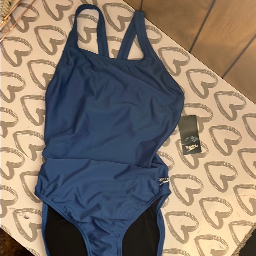 Speedo Women's One Piece Swimsuit - Blue and Black